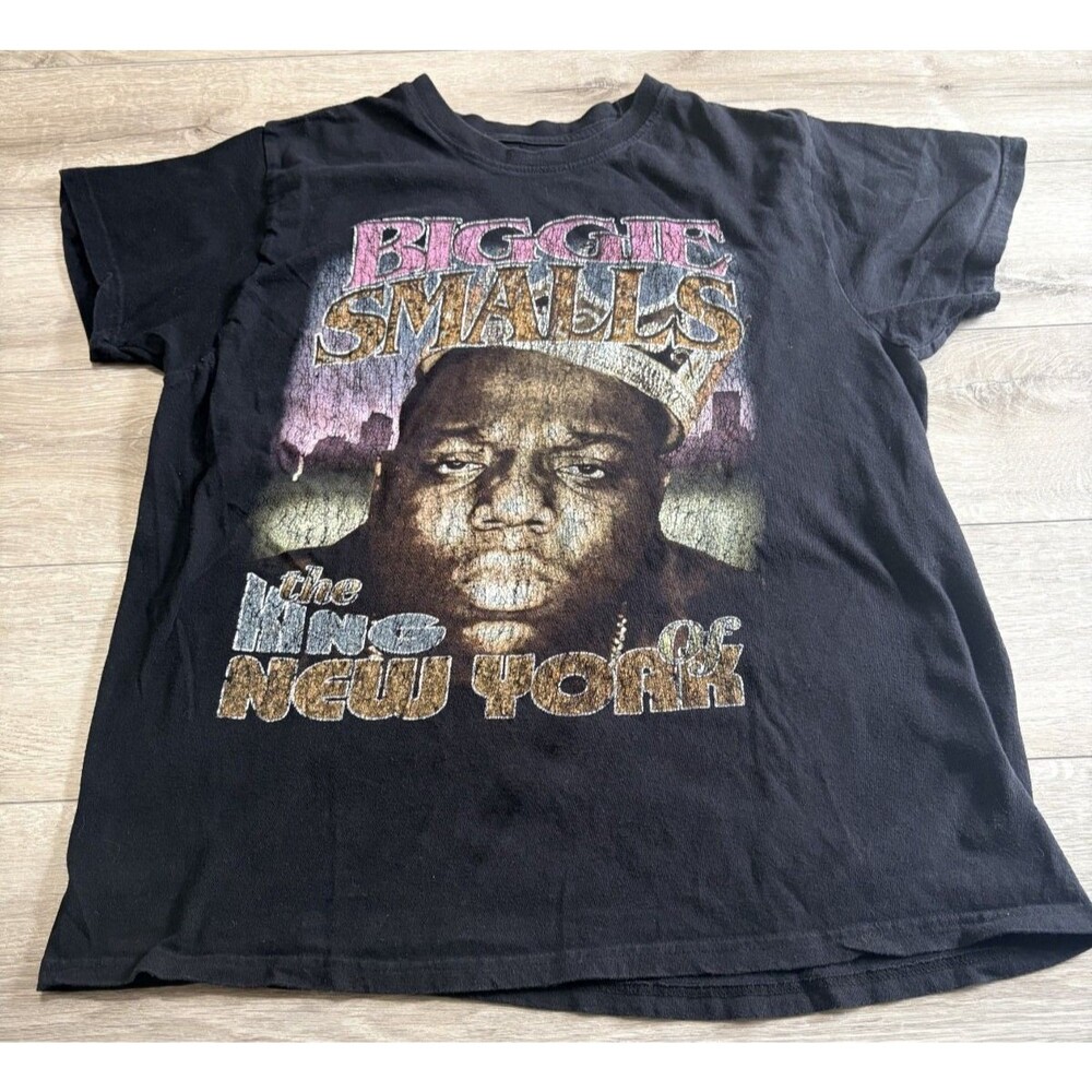 Biggie Smalls Notorious B.I.G. The King of New York Black Short Sleeve T Shirt L